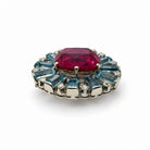 Ogden Of Harrogate Vintage Jewellery Vintage Yellow Gold Synthetic Ruby and Aquamarine and Diamond Brooch, 1950'S