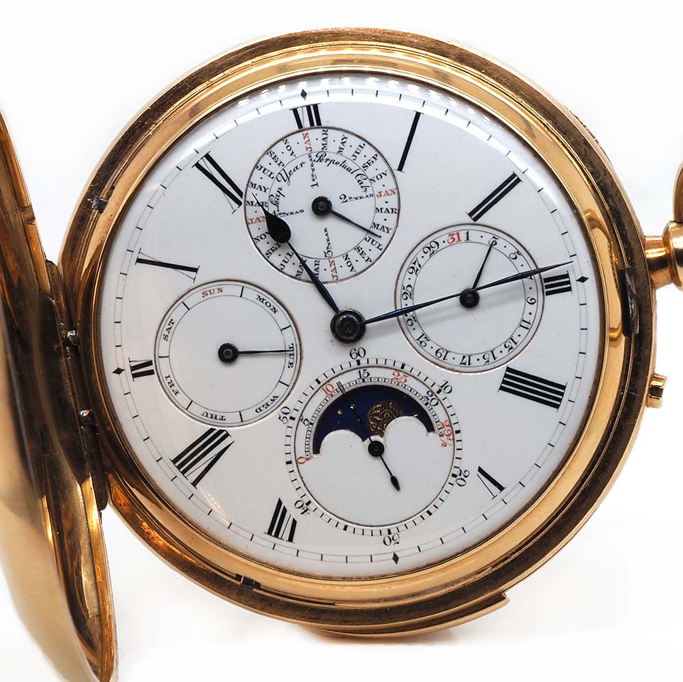 Ogden Vintage Watches Ogden Vintage Watch 18ct Yellow Gold Rare Fine Minute Repeater Full Hunter Pocket Watch – Moonphase & Leap Year | London 1886