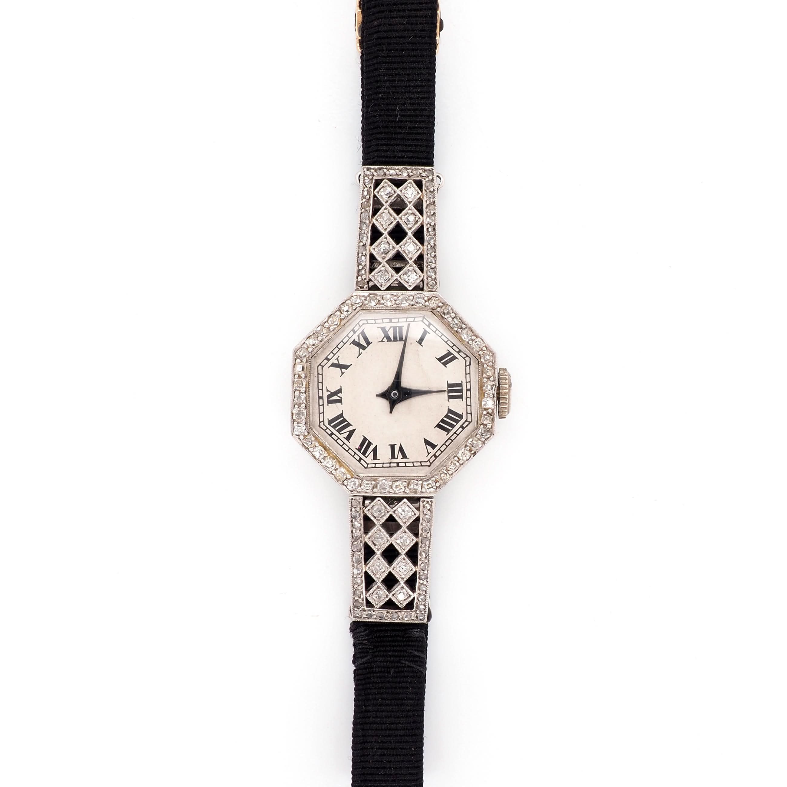 Ogden Vintage Watches Ogden Vintage Watch Art Deco Platinum Quartz Cocktail Watch, c.1920