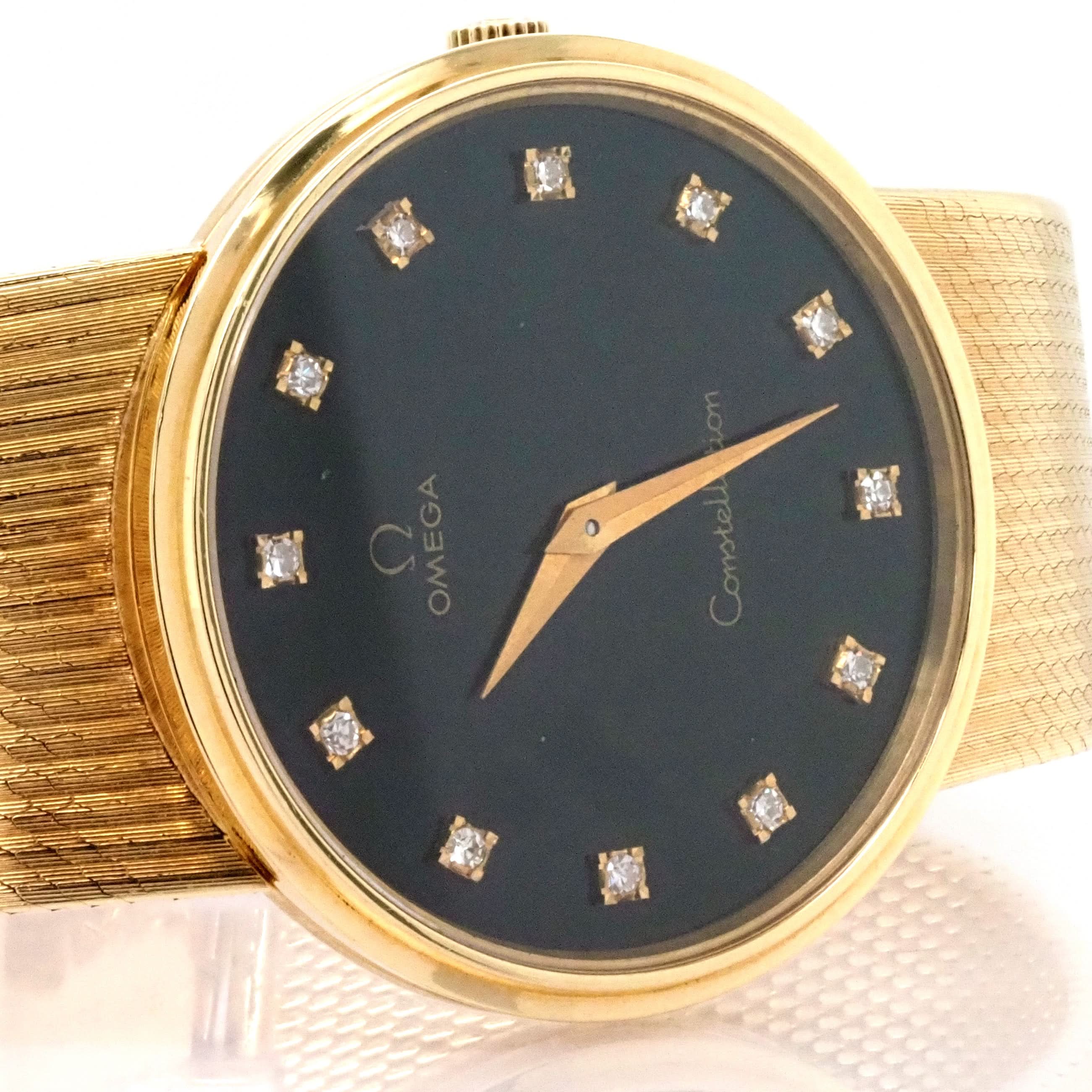 Ogden Vintage Watches Ogden Vintage Watch Omega Constellation 18ct Gold Bracelet Watch with Diamond-Dot Dial, c.1970