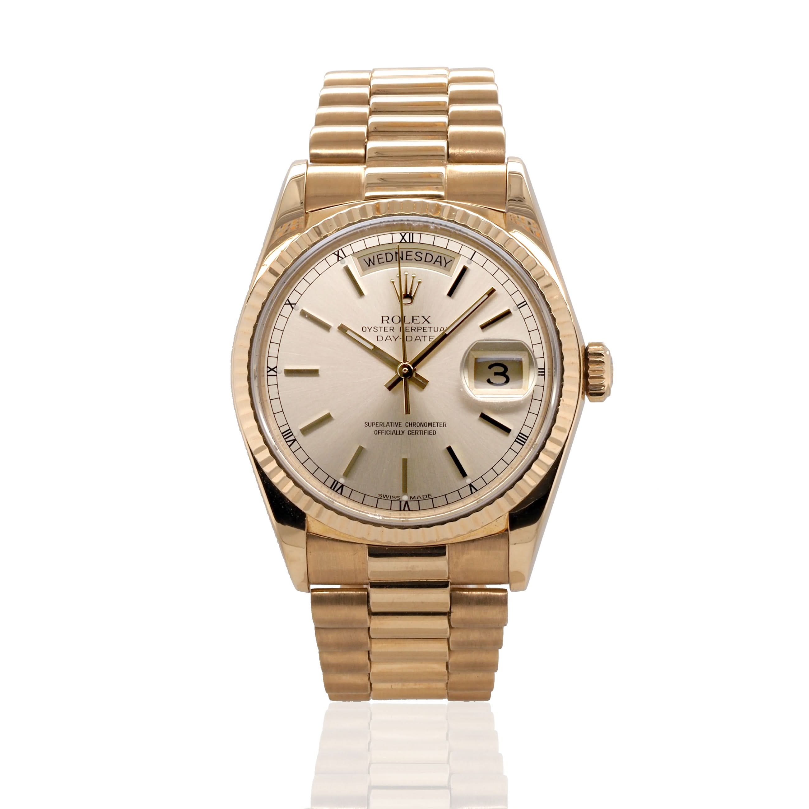Ogden Vintage Watches Ogden Vintage Watch Rolex 18ct Yellow Gold Day-Date Automatic Watch, c.1985