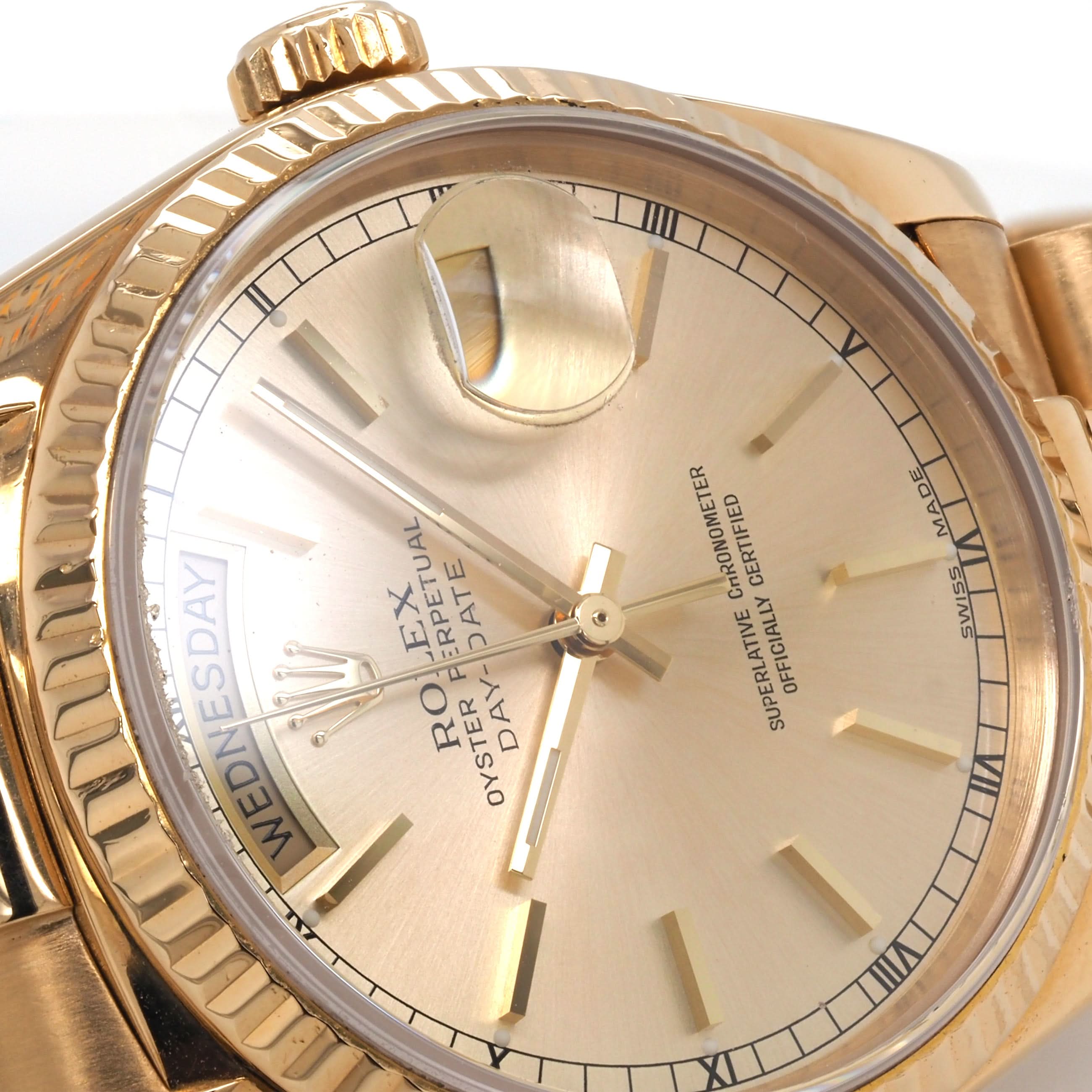 Ogden Vintage Watches Ogden Vintage Watch Rolex 18ct Yellow Gold Day-Date Automatic Watch, c.1985