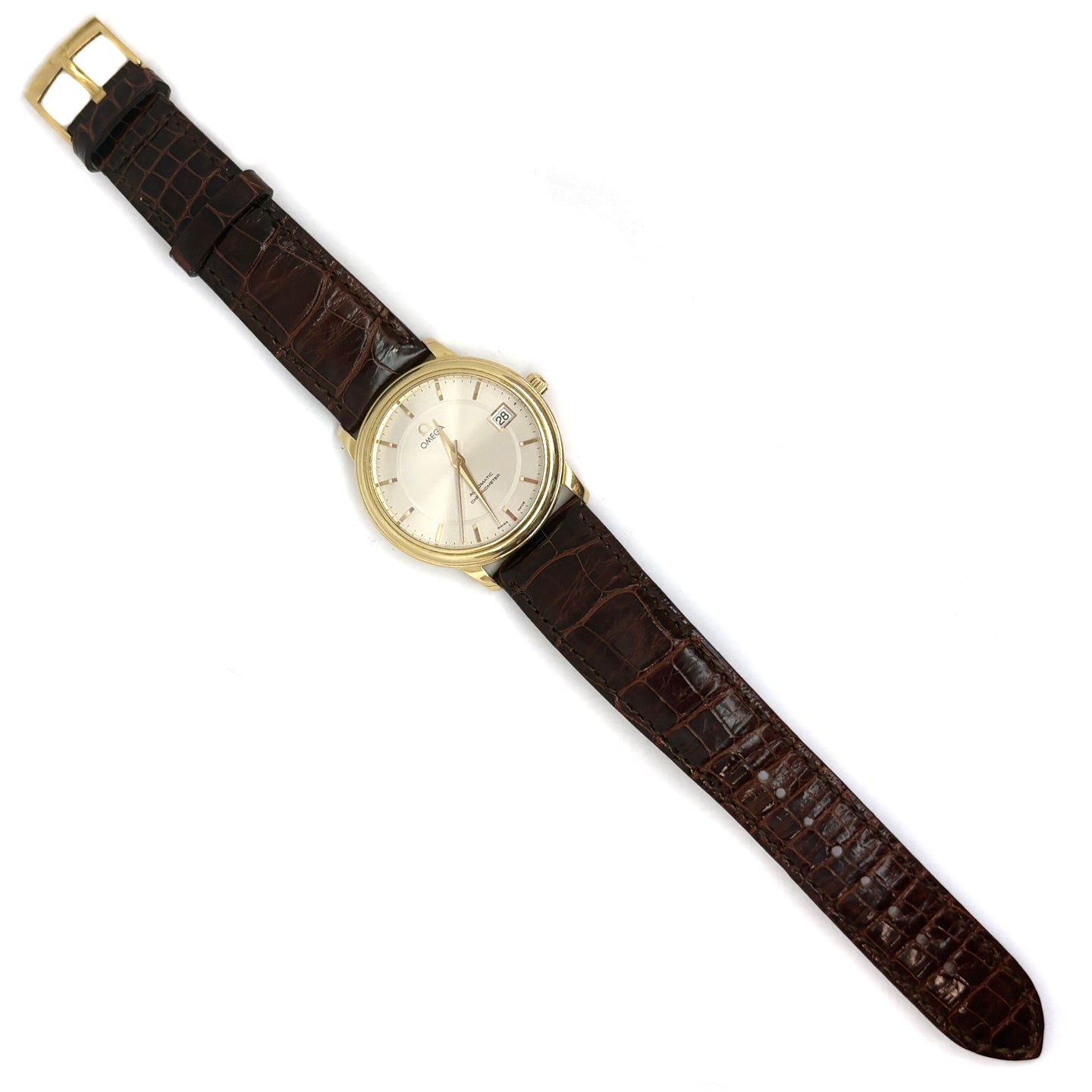 Omega Luxury Watch Omega DeVille 18ct Yellow Gold Automatic with Omega Strap and Gold Plated Omega Buckle