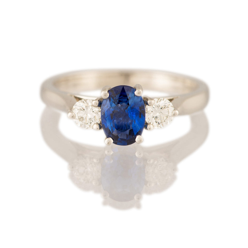 Sapphire and Diamond Three Stone Ring 