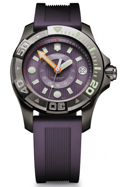 VICTORINOX Dive Master black ice purple rubber strap unisex watch 241558 - Ogden Of Harrogate