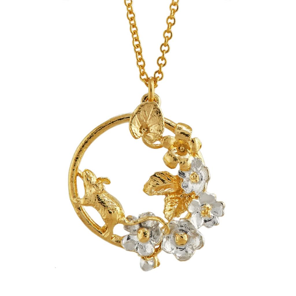 Alex Monroe Jewellery Alex Monroe Mouse in the Strawberry Garden Necklace