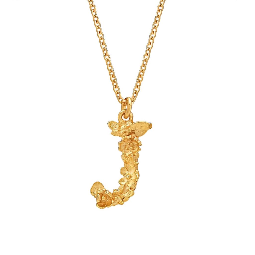 Alex Monroe Jewellery Gold Plated Silver Alex Monroe Floral Letter J Necklace