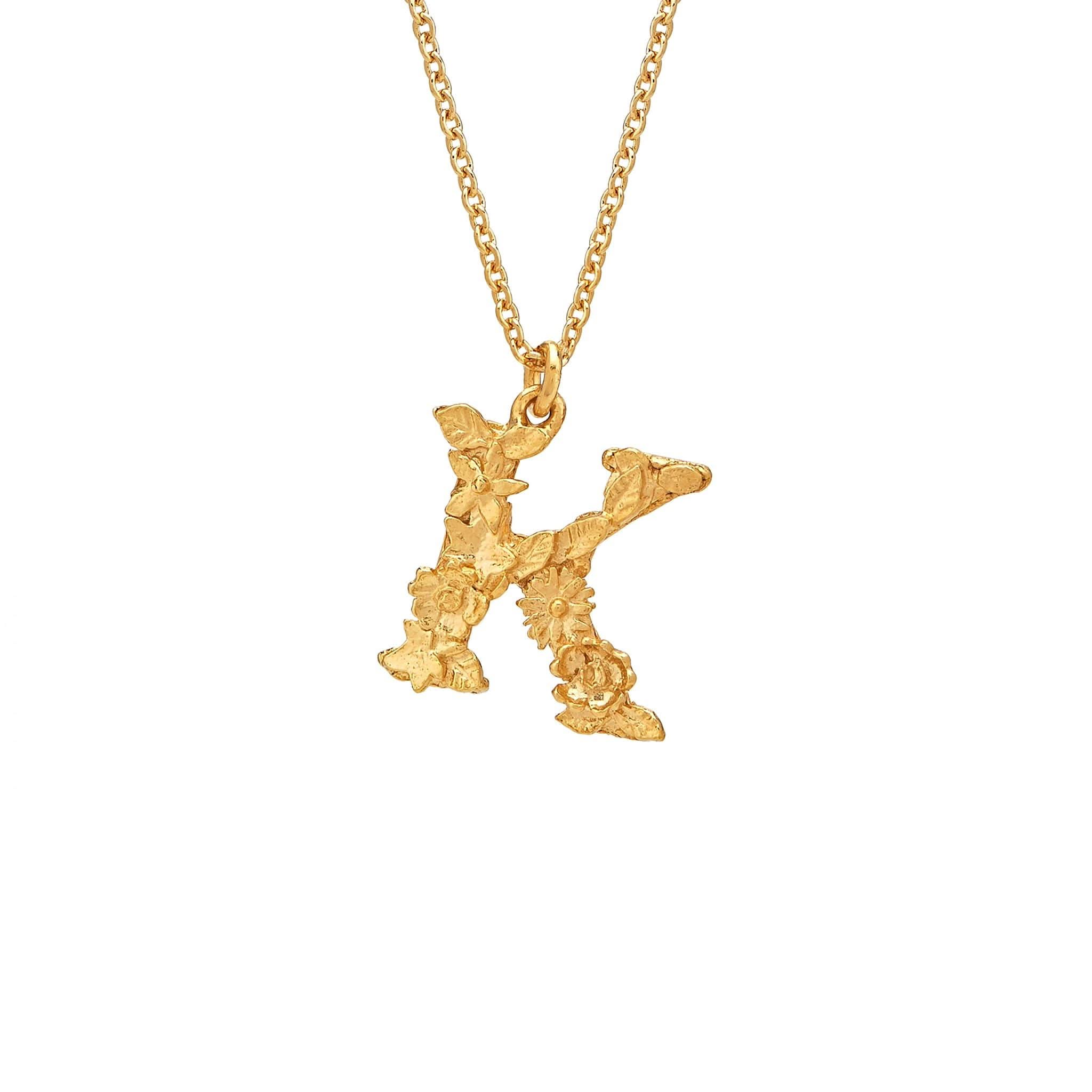 Alex Monroe Jewellery Gold Plated Silver Alex Monroe Floral Letter K Necklace