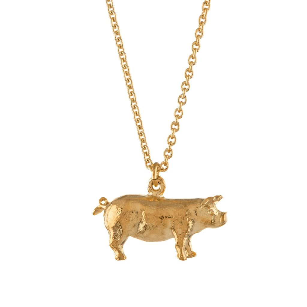 Alex Monroe Jewellery Gold-Plated Suffolk Pig Necklace