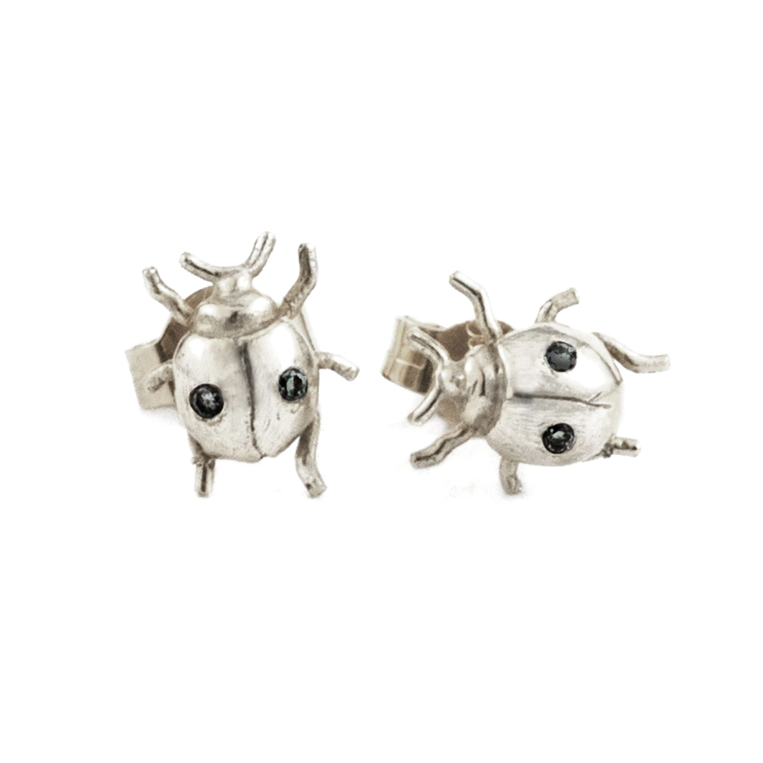 Alex Monroe Jewellery Silver Alex Monroe Ladybird Stud Earrings