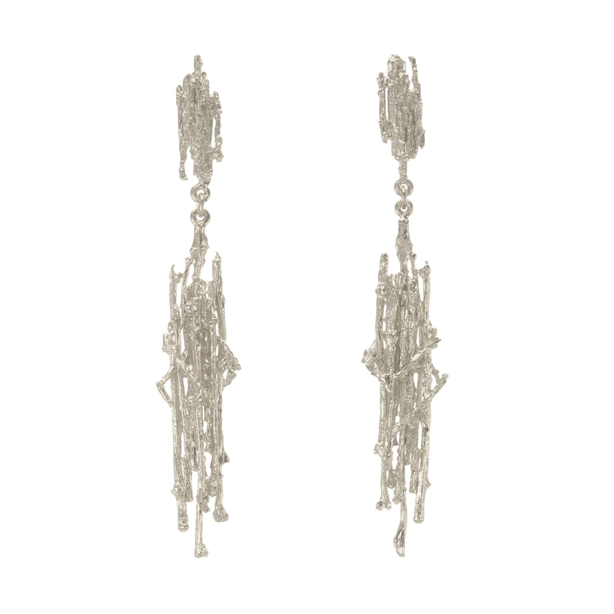 Alex Monroe Jewellery Silver Nest Structure Statement Drop Earrings