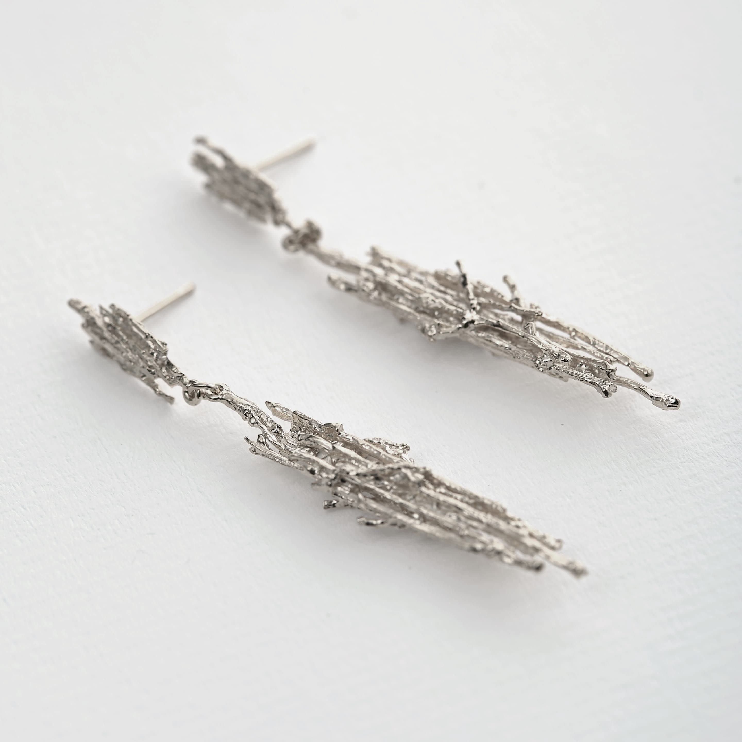 Alex Monroe Jewellery Silver Nest Structure Statement Drop Earrings