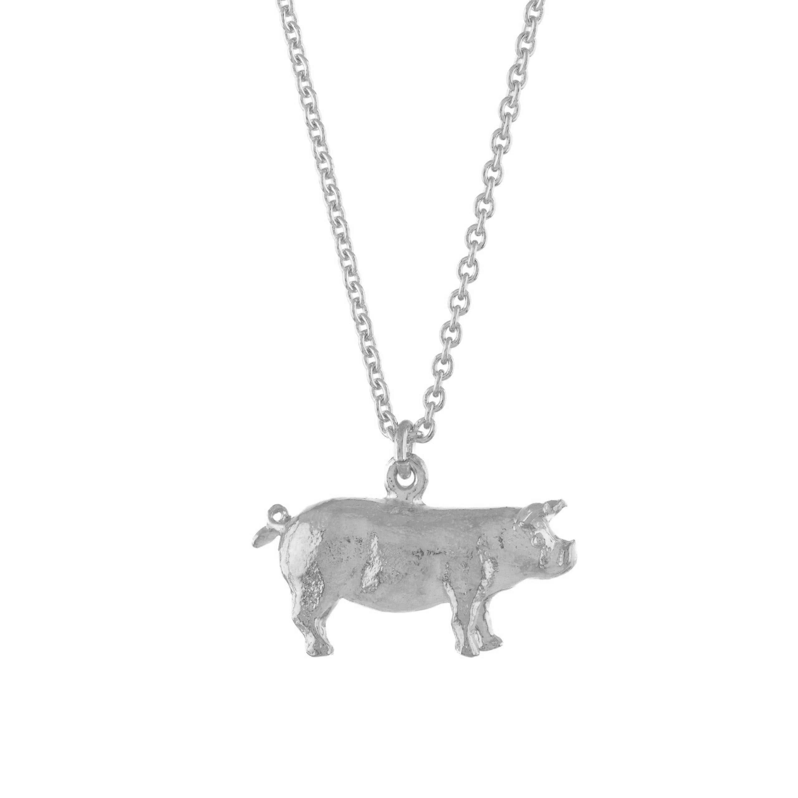 Alex Monroe Jewellery Silver Suffolk Pig Necklace