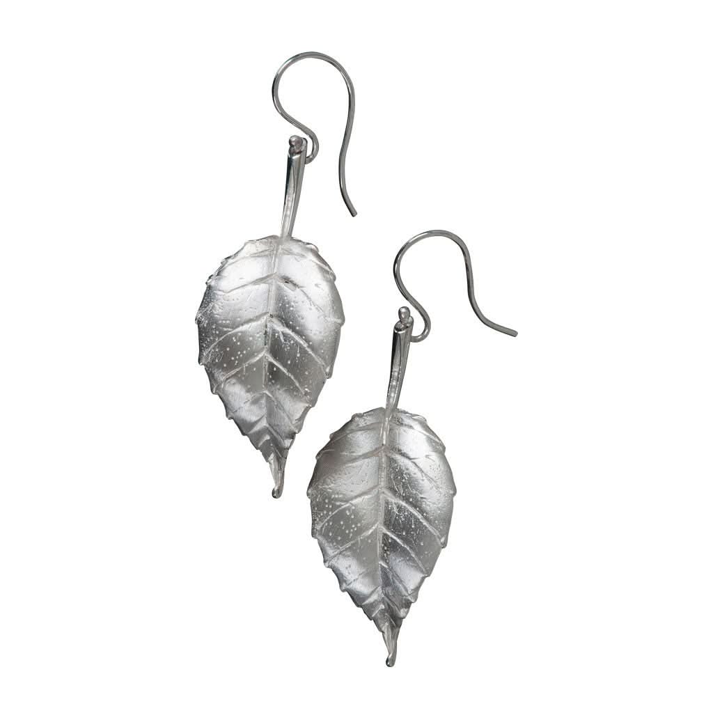 Andrew O'Dell Jewellery A pair of Andrew O’Dell silver leaf earrings.
