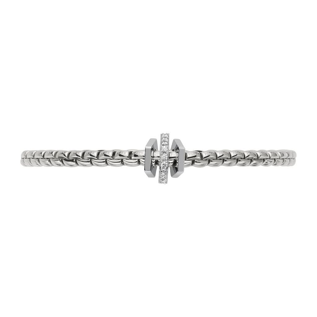 FOPE Designer Jewellery FOPE 18ct White Gold Flex’it Eka Tiny Bracelet with Rondels and Diamonds 754B BBR