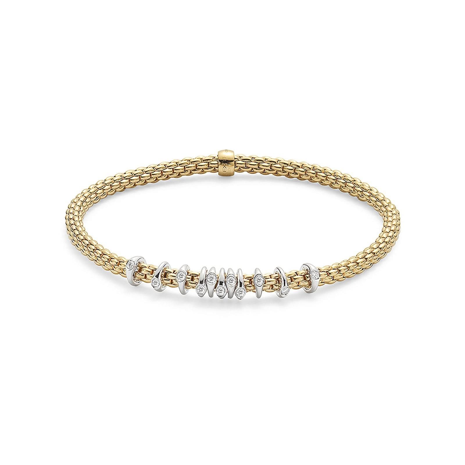 FOPE Designer Jewellery FOPE 18ct Yellow Gold Prima Bracelet with Diamonds 74708BX-BB-G