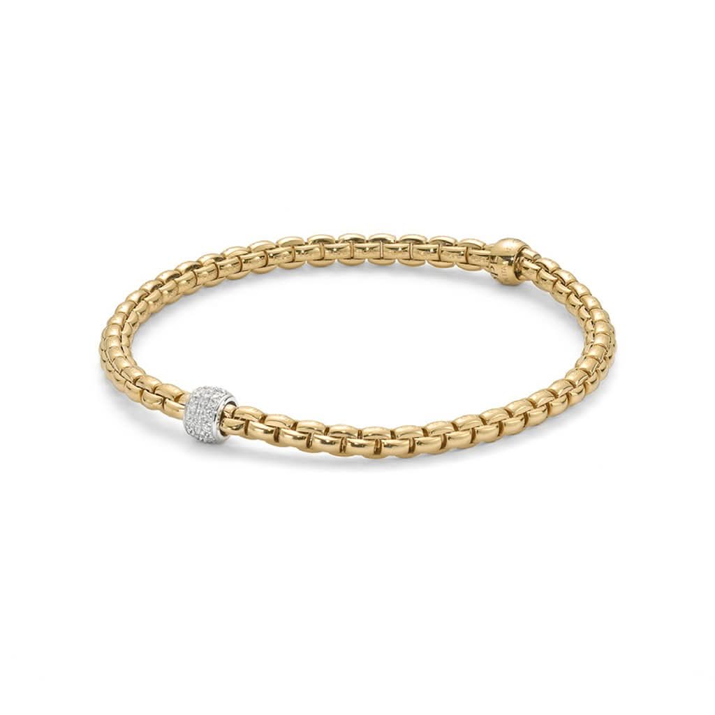 FOPE Designer Jewellery FOPE Flex'it Eka 18ct Gold 0.19ct Diamond Bracelet 733B Pavé
