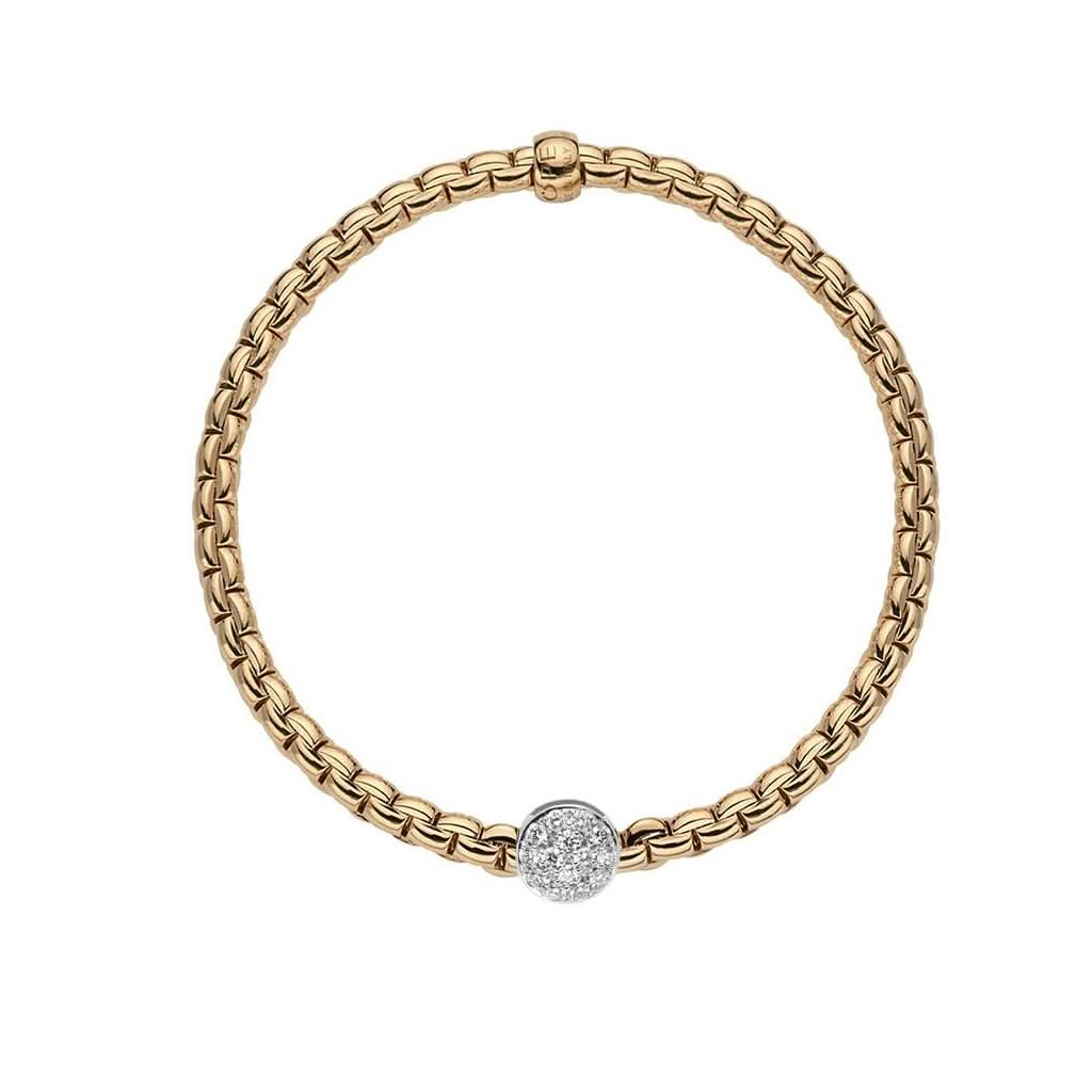 FOPE Designer Jewellery FOPE Flex'it Eka Tiny 18ct Yellow Gold 0.22ct Diamond Bracelet 736B