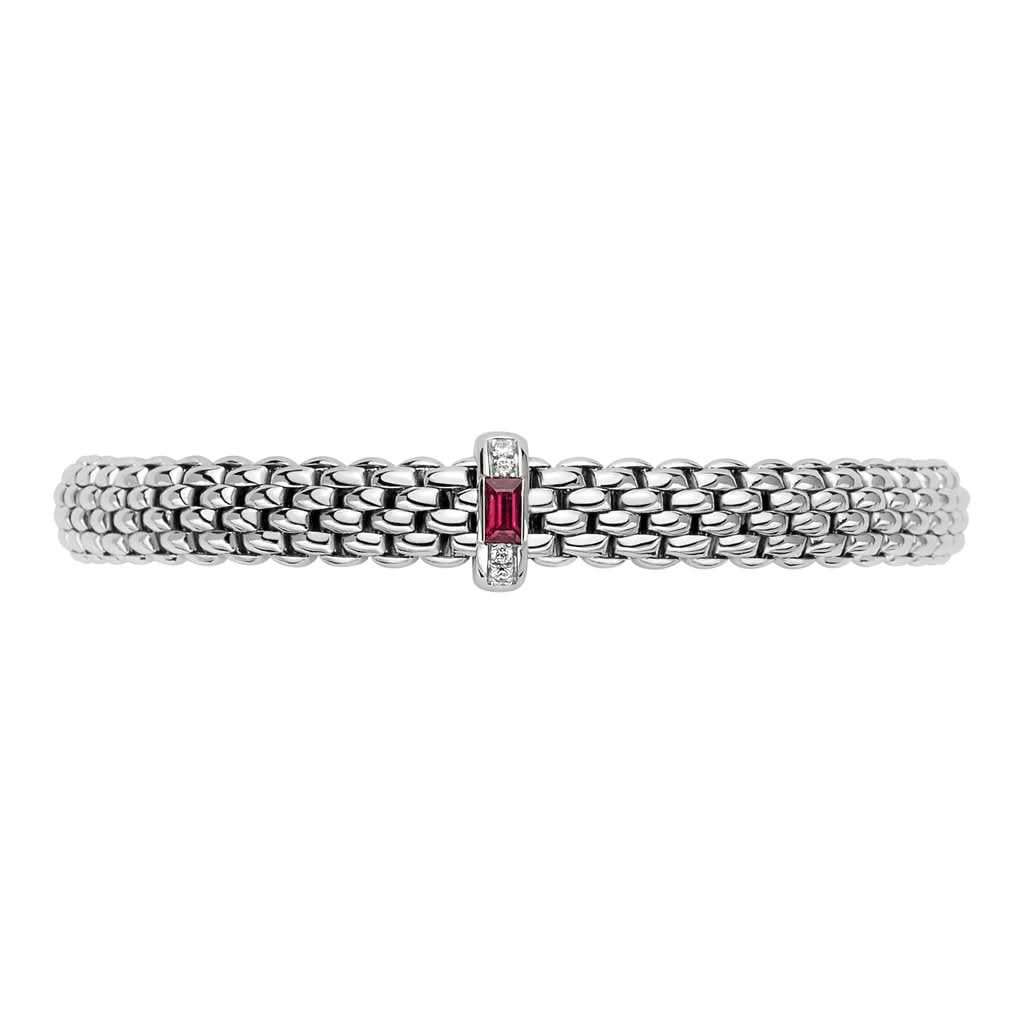 FOPE Designer Jewellery FOPE Flex'it Vendome 18ct White Gold Ruby and Diamond Rondel Bracelet 583B BRUB