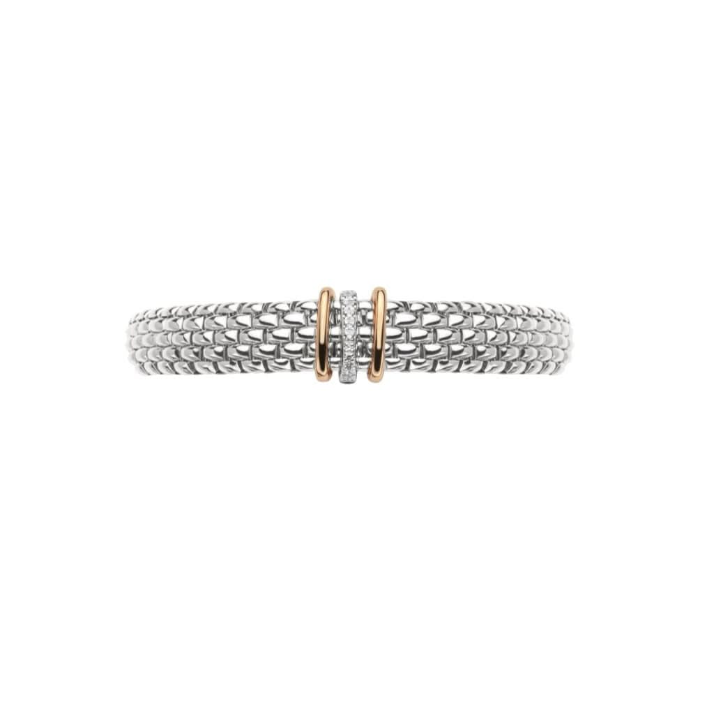 FOPE Designer Jewellery FOPE Panorama 18ct White Gold 0.08ct Diamond Three Rondel Bracelet 587B BBRM