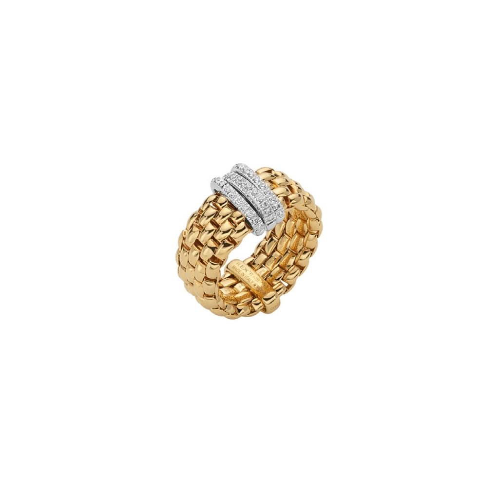 FOPE Designer Jewellery FOPE Panorama 18ct Yellow Gold 0.23ct Diamond Rondel Ring AN587