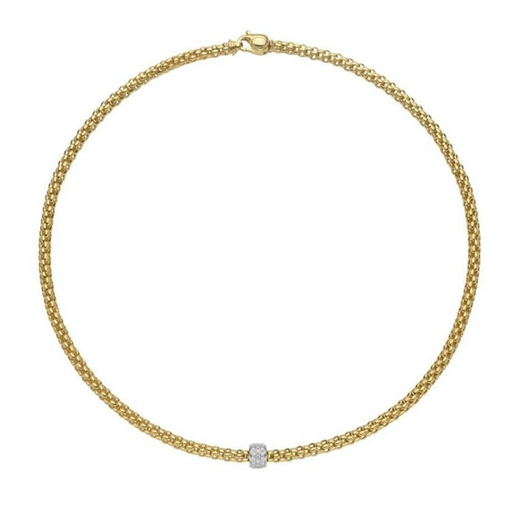 FOPE Designer Jewellery FOPE Solo 18ct Gold 0.29ct Diamond Necklace 634C Pavé