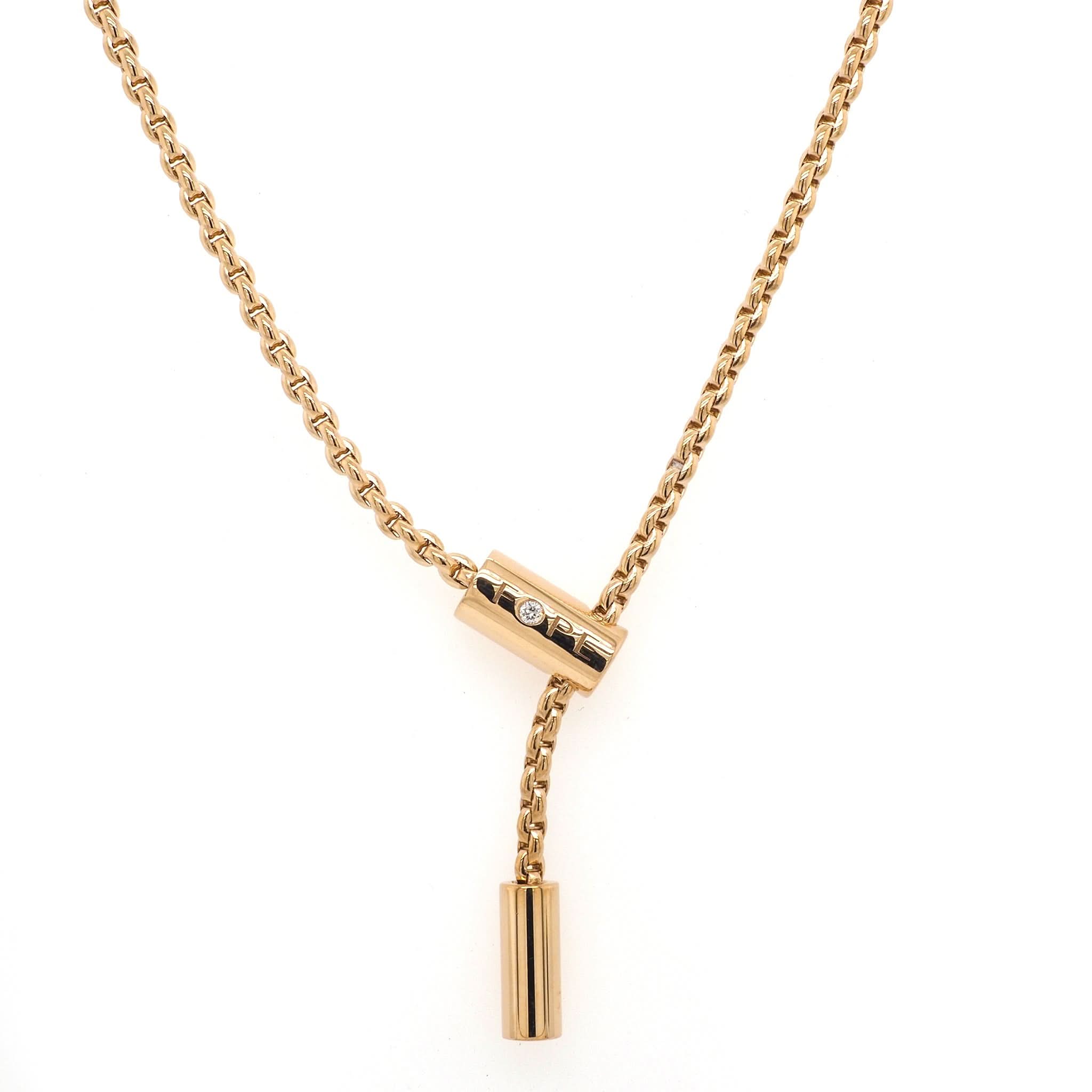 FOPE Jewellery FOPE 18ct Rose Gold Eka Necklace with Diamond-Set Bar