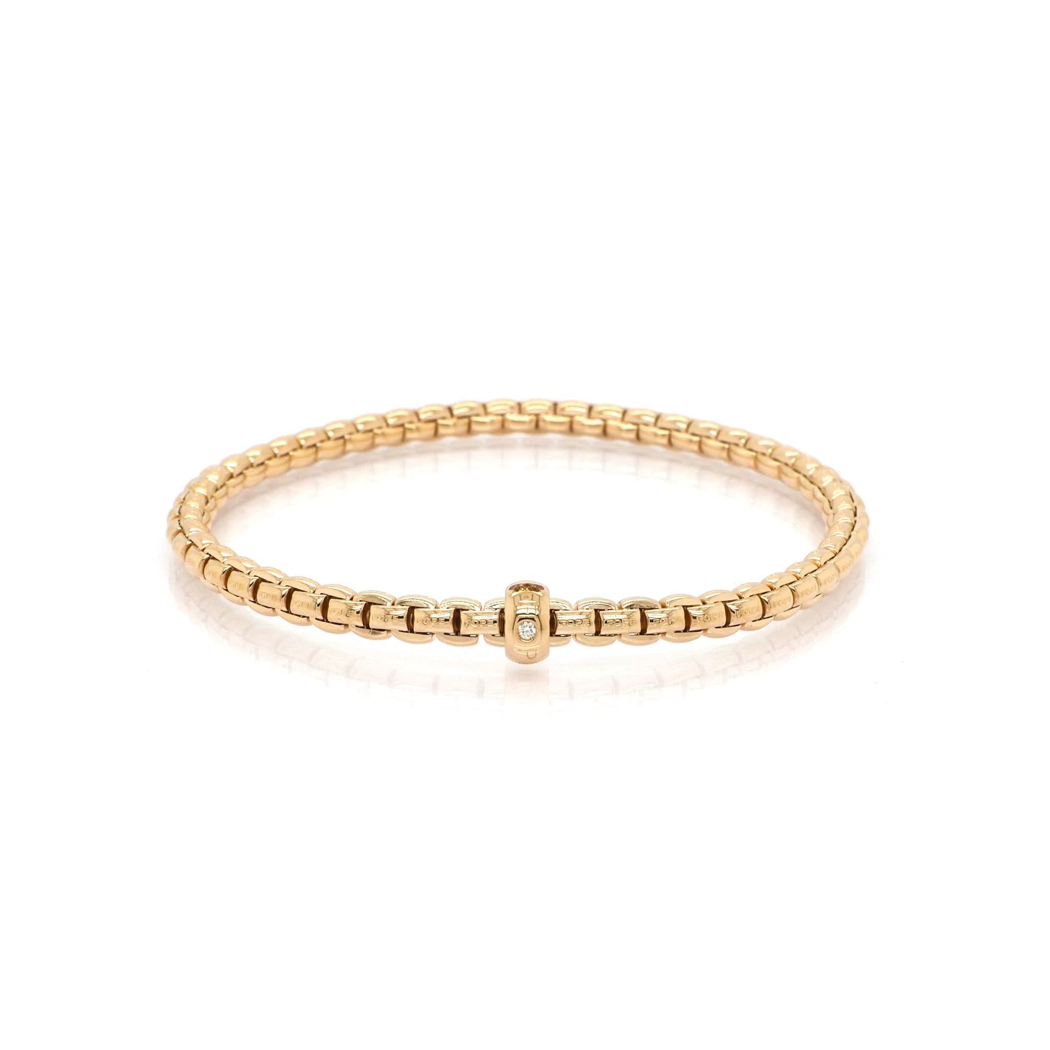 FOPE Jewellery FOPE 18ct Rose Gold Novecento Flex'It Bracelet with Diamond-Set Rondel