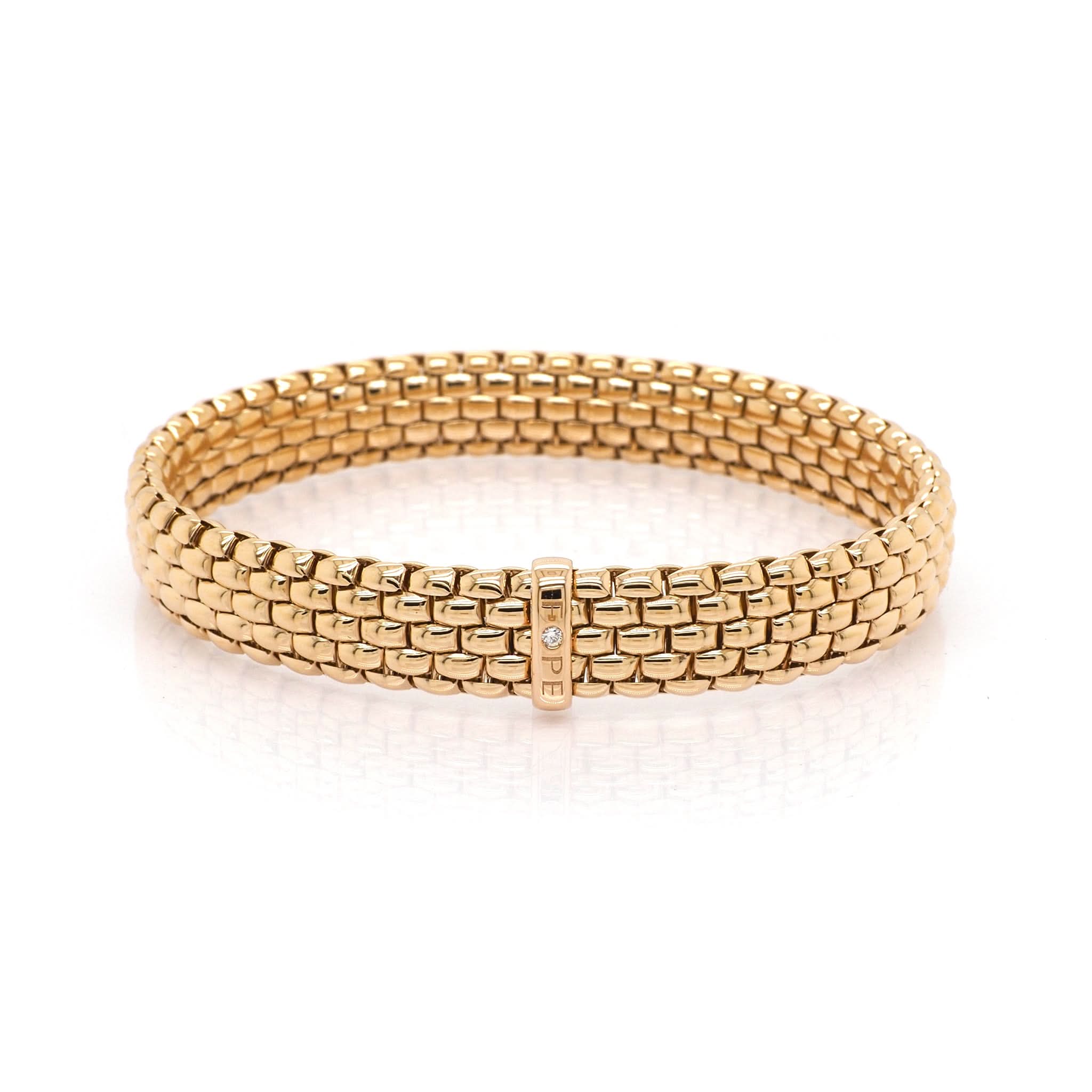 FOPE Jewellery FOPE 18ct Rose Gold Panorama Bracelet with Diamond-Set Bar