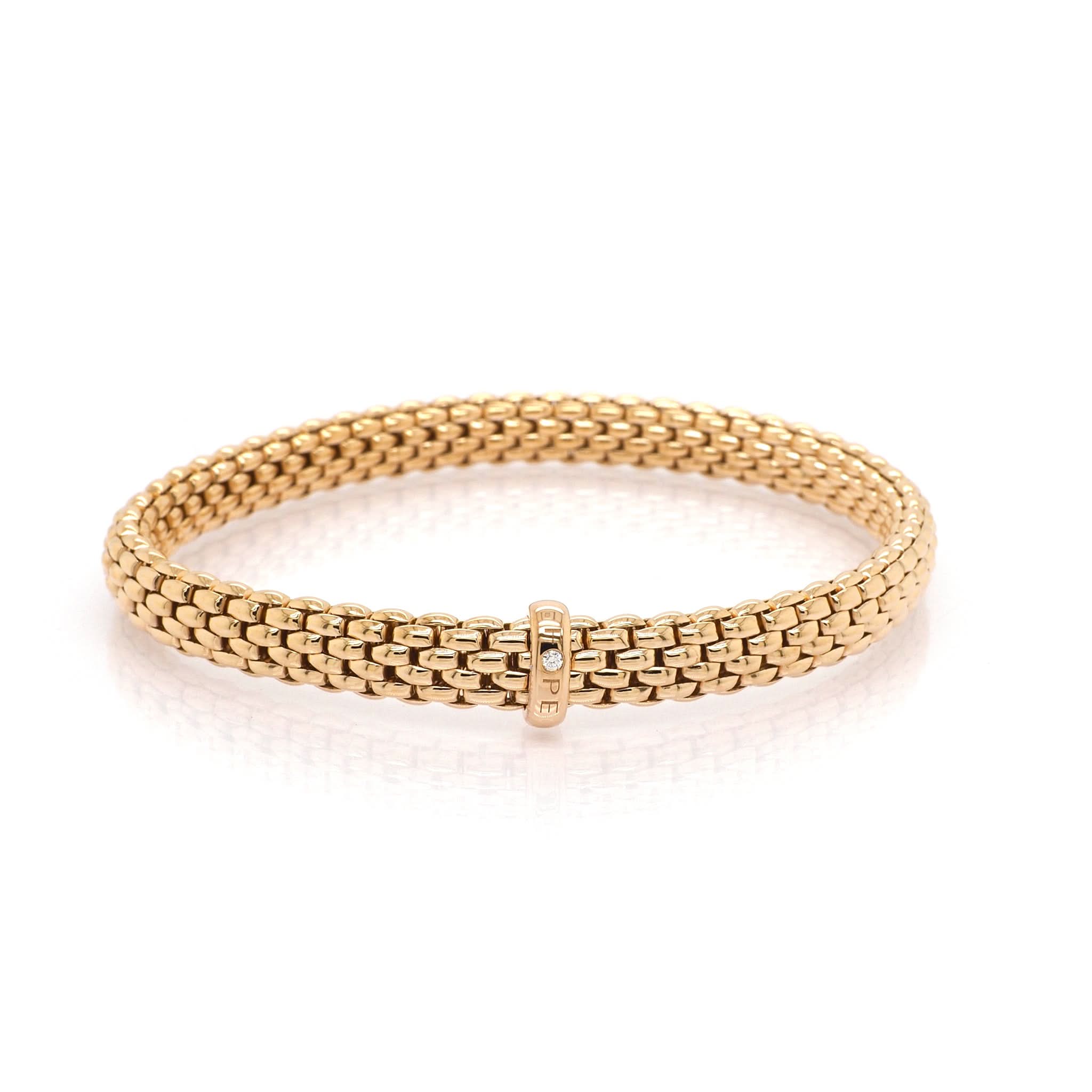 FOPE Jewellery FOPE 18ct Rose Gold Vendome Bracelet with Diamond-Set Bar