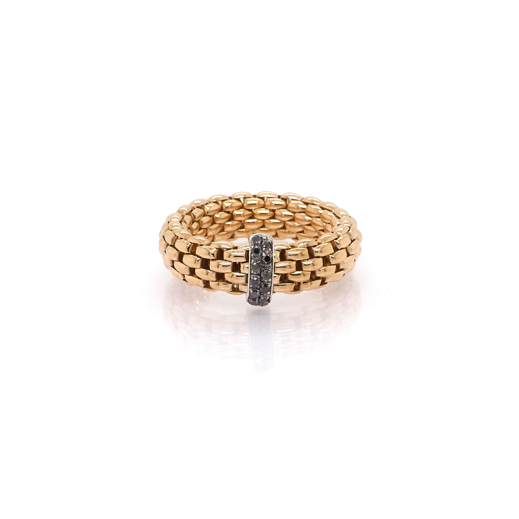 FOPE Jewellery FOPE 18ct Rose Gold Vendome Flex'It Ring with Fixed Black Diamond-Set Rondel