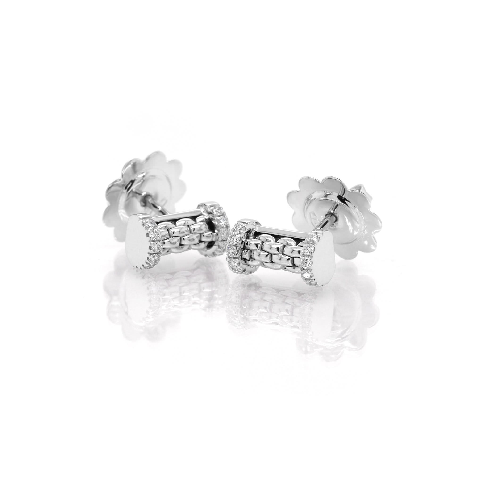 FOPE Jewellery FOPE 18ct White Gold Essentials Stud Bar Diamond-Set Earrings