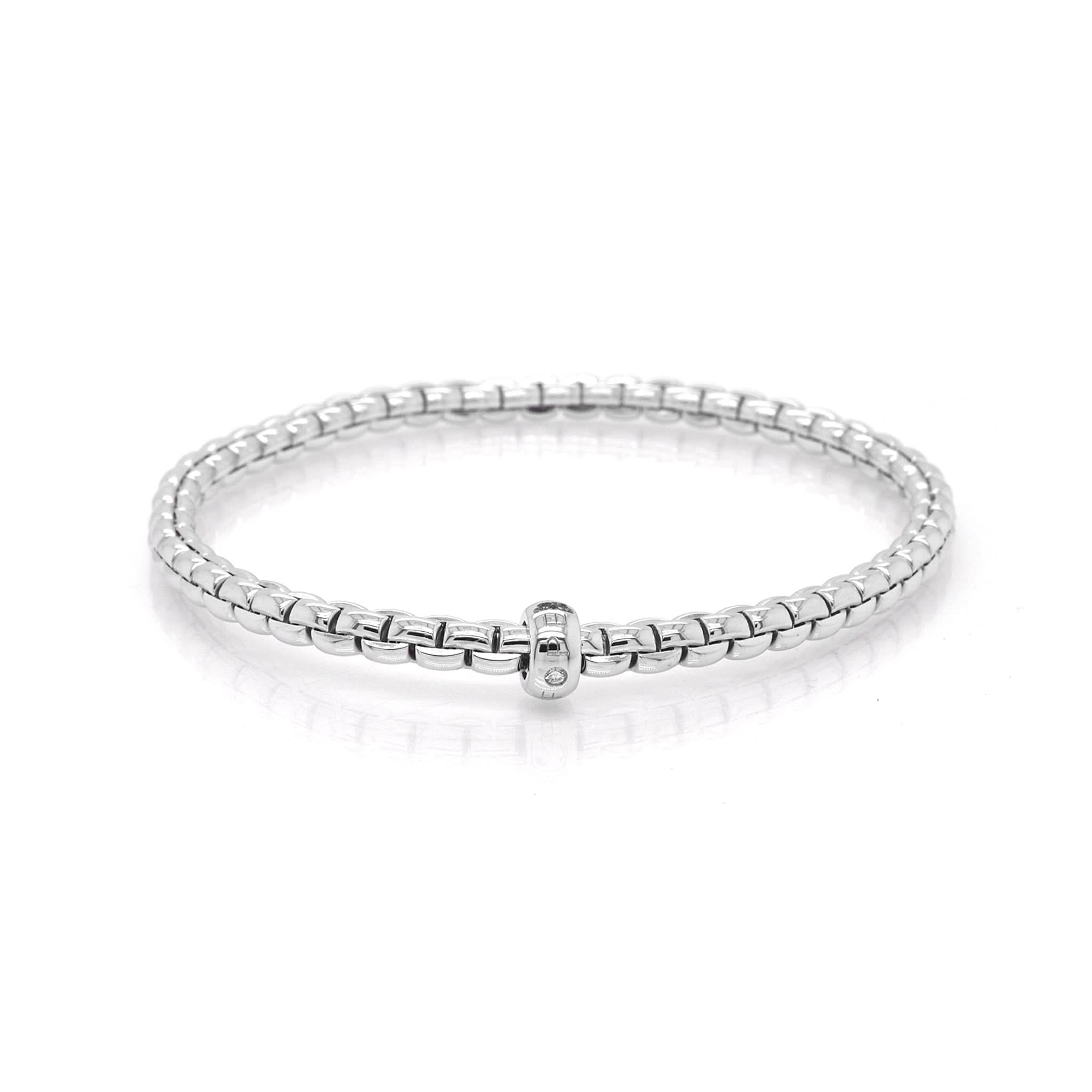 FOPE Jewellery FOPE 18ct White Gold Flex'It Solo Bracelet with Diamond-Set Rondel
