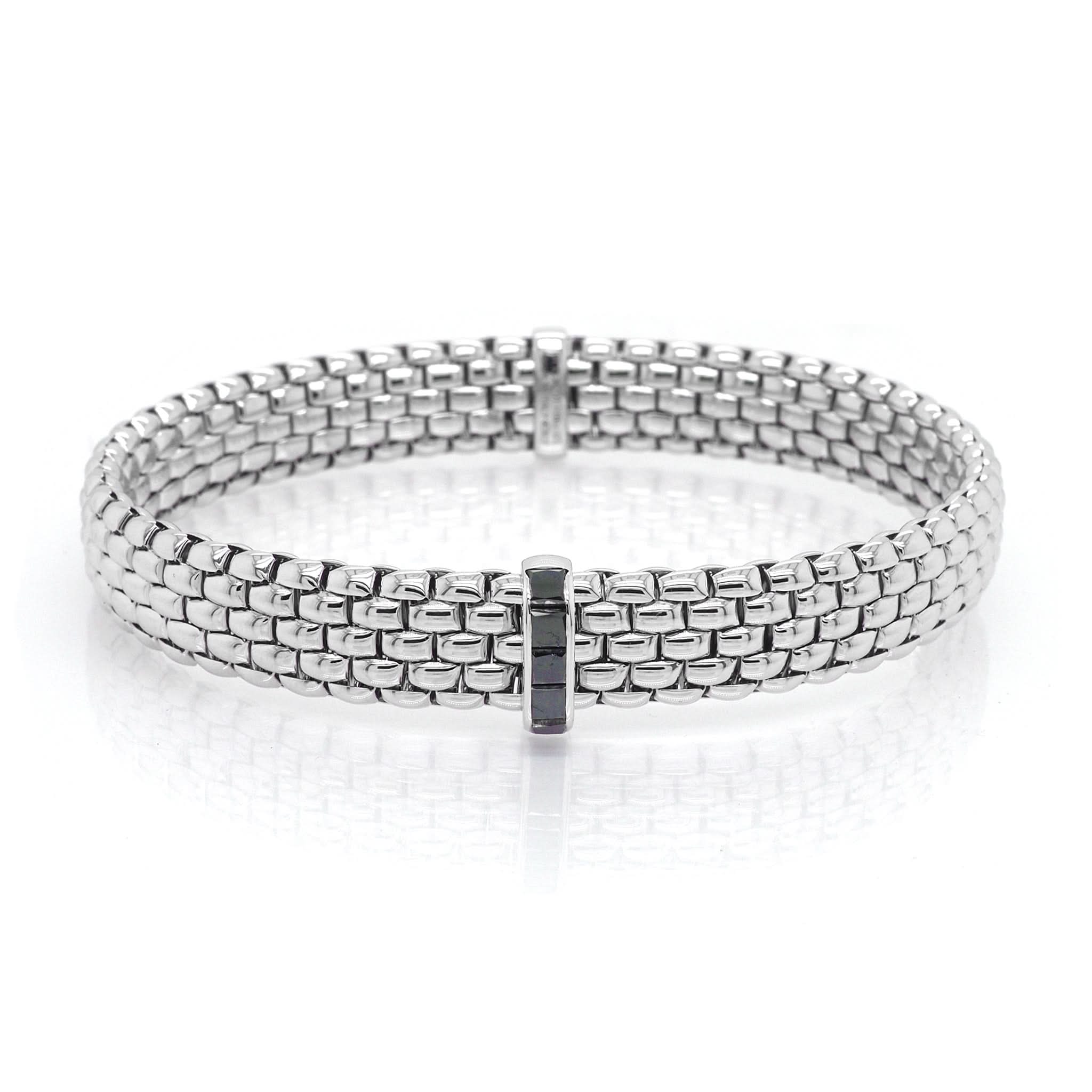 FOPE Jewellery FOPE 18ct White Gold Panorama Bracelet with Princess-Cut Black Diamonds