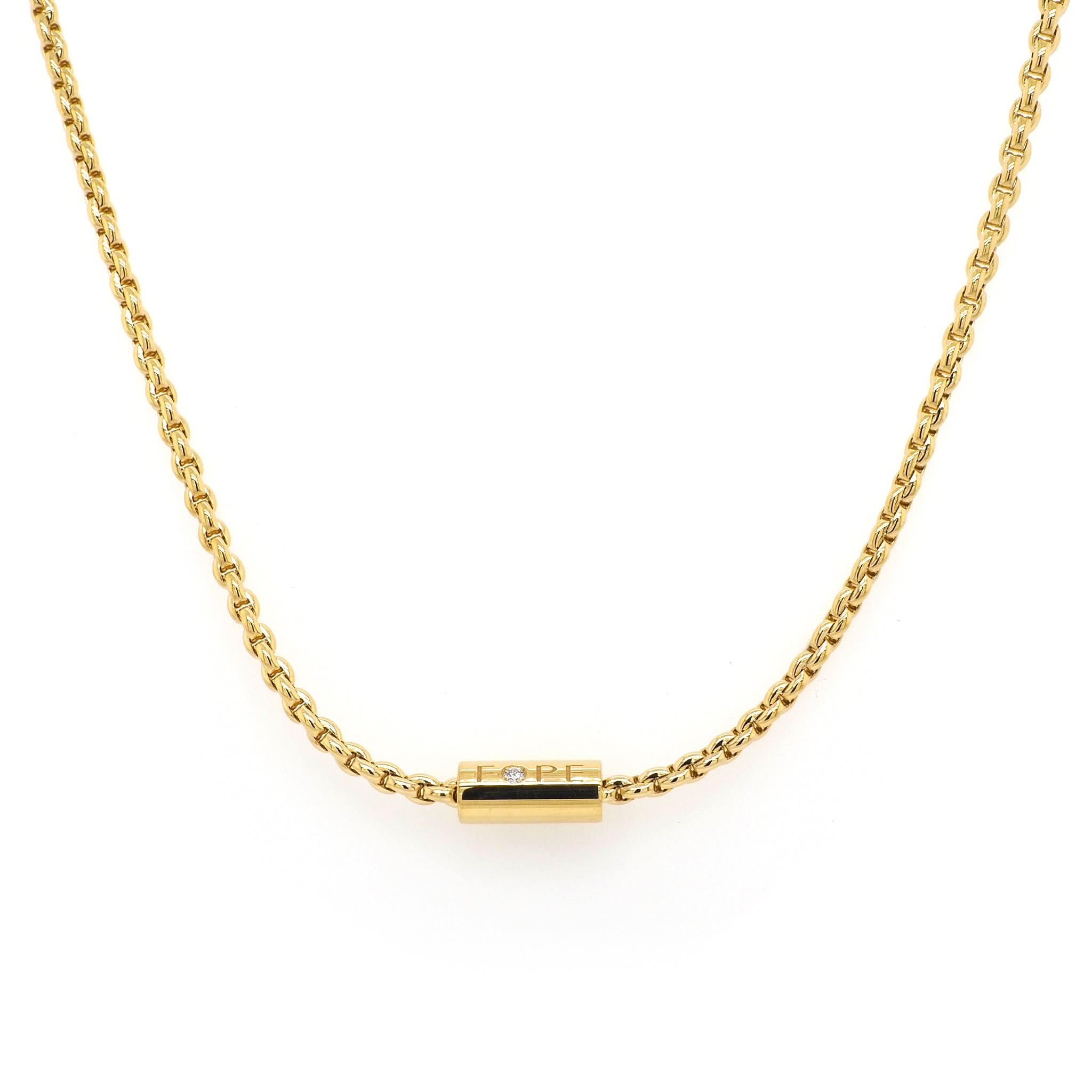 FOPE Jewellery FOPE 18ct Yellow Gold Eka Rope Chain with Diamond-Set Bar