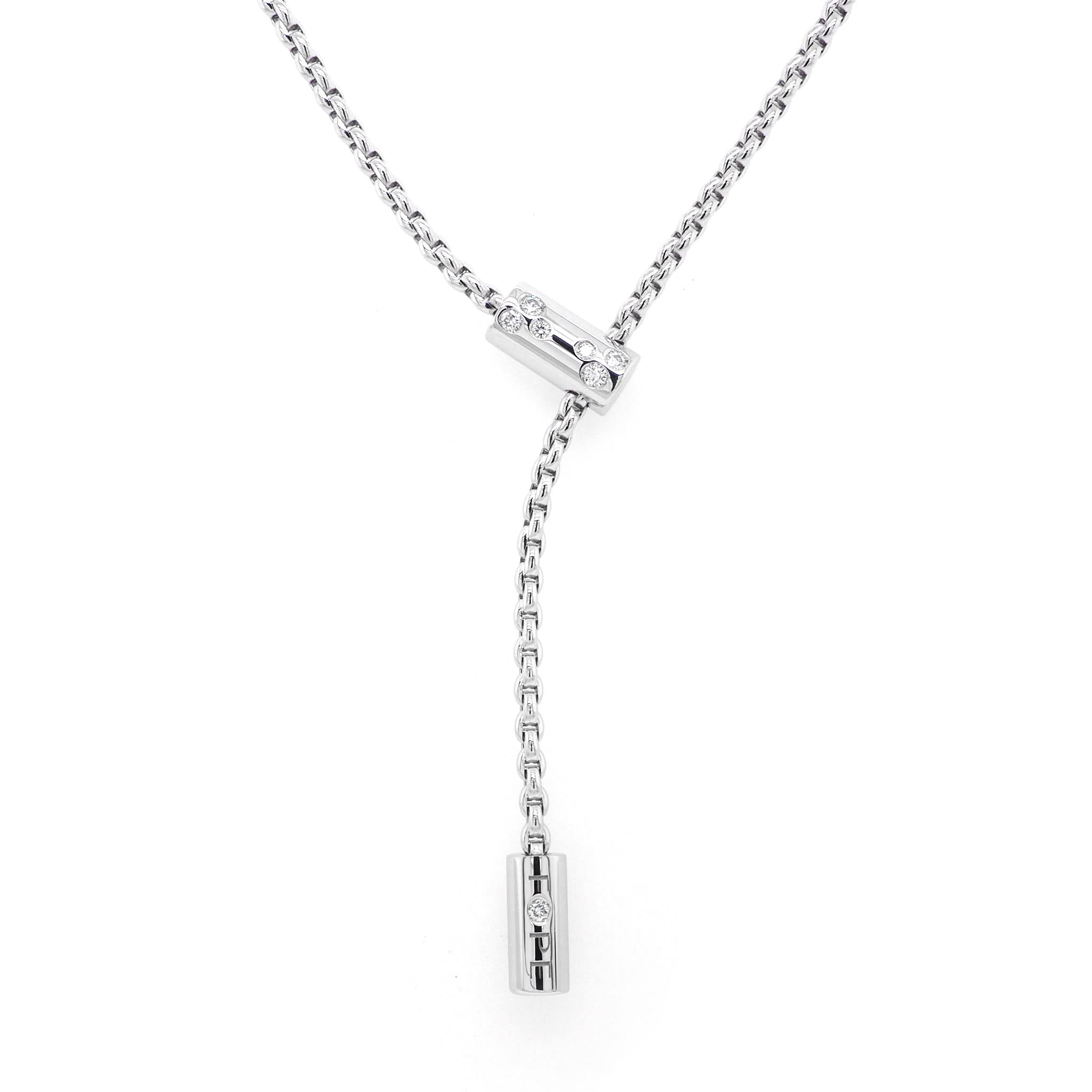 FOPE Jewellery FOPE Aria 18ct White Gold Thin Rope Necklace Set with Diamonds