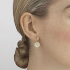 Georg Jensen Jewellery Georg Jensen Daisy Earrings - Silver Gilt and White Enamel, Hook Fittings (3539222)