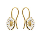 Georg Jensen Jewellery Georg Jensen Daisy Earrings - Silver Gilt and White Enamel, Hook Fittings (3539222)
