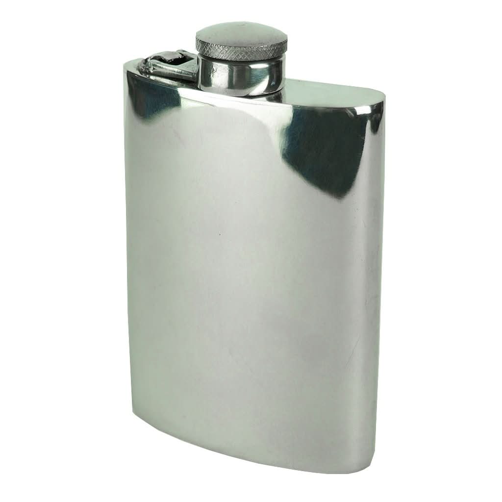Marlborough Leather Mens Accessories Pewter Plain Top Flask