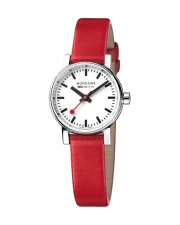 Mondaine Luxury Watch Mondaine EVO2 26 mm, Red Leather Watch, MSE.26110.LC