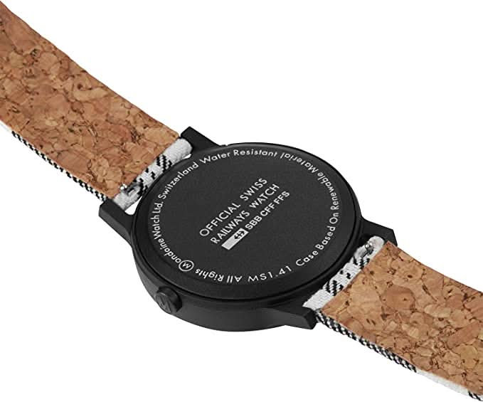Mondaine Luxury Watches Black Mondaine Essence Mixed Materials Watch with Black Scottish Patterned Strap