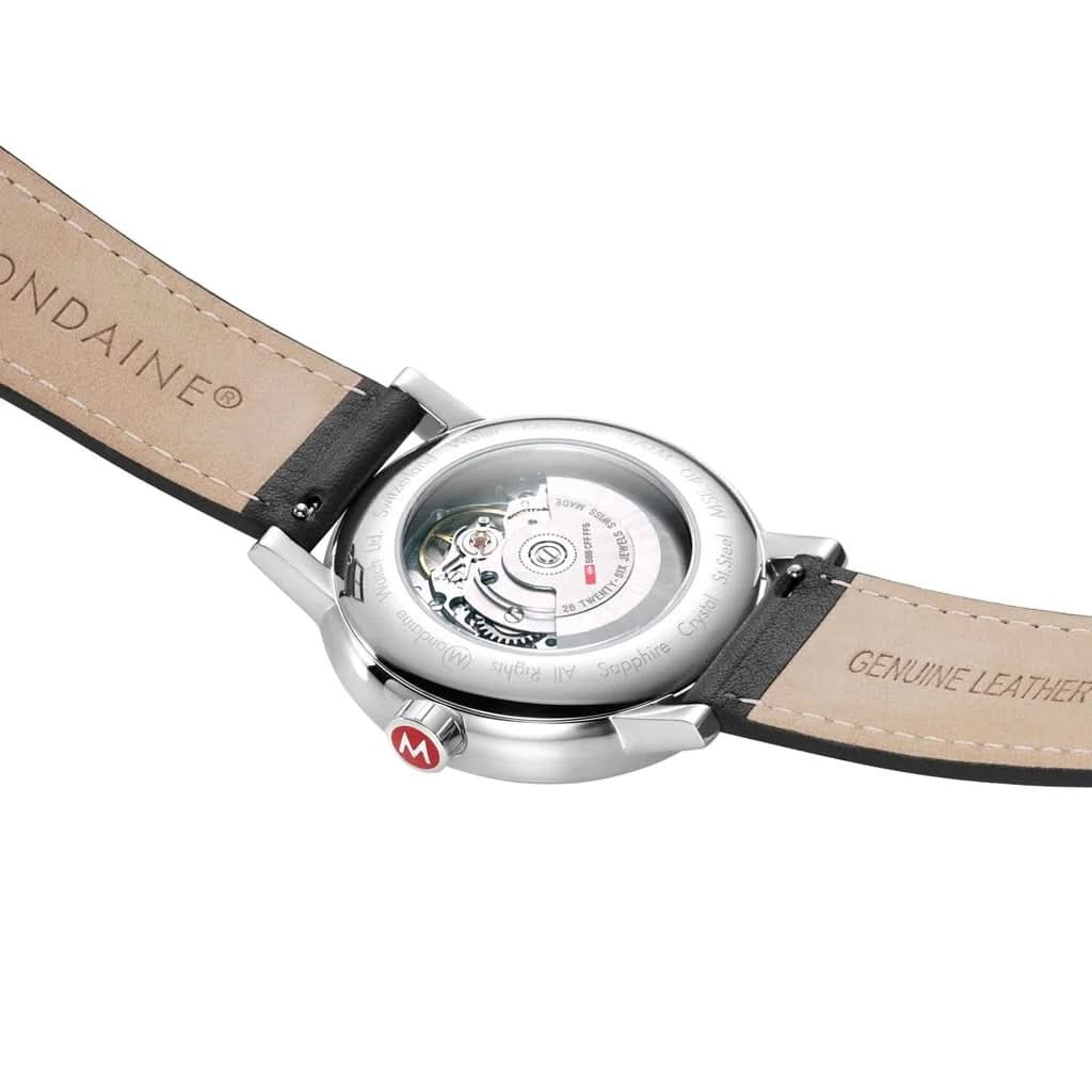 Mondaine Luxury Watches Black Mondaine evo2 Automatic Stainless Steel Watch with Black Leather Strap