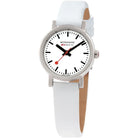 Mondaine Luxury Watches Mondaine evo Steel Watch with White Leather Strap