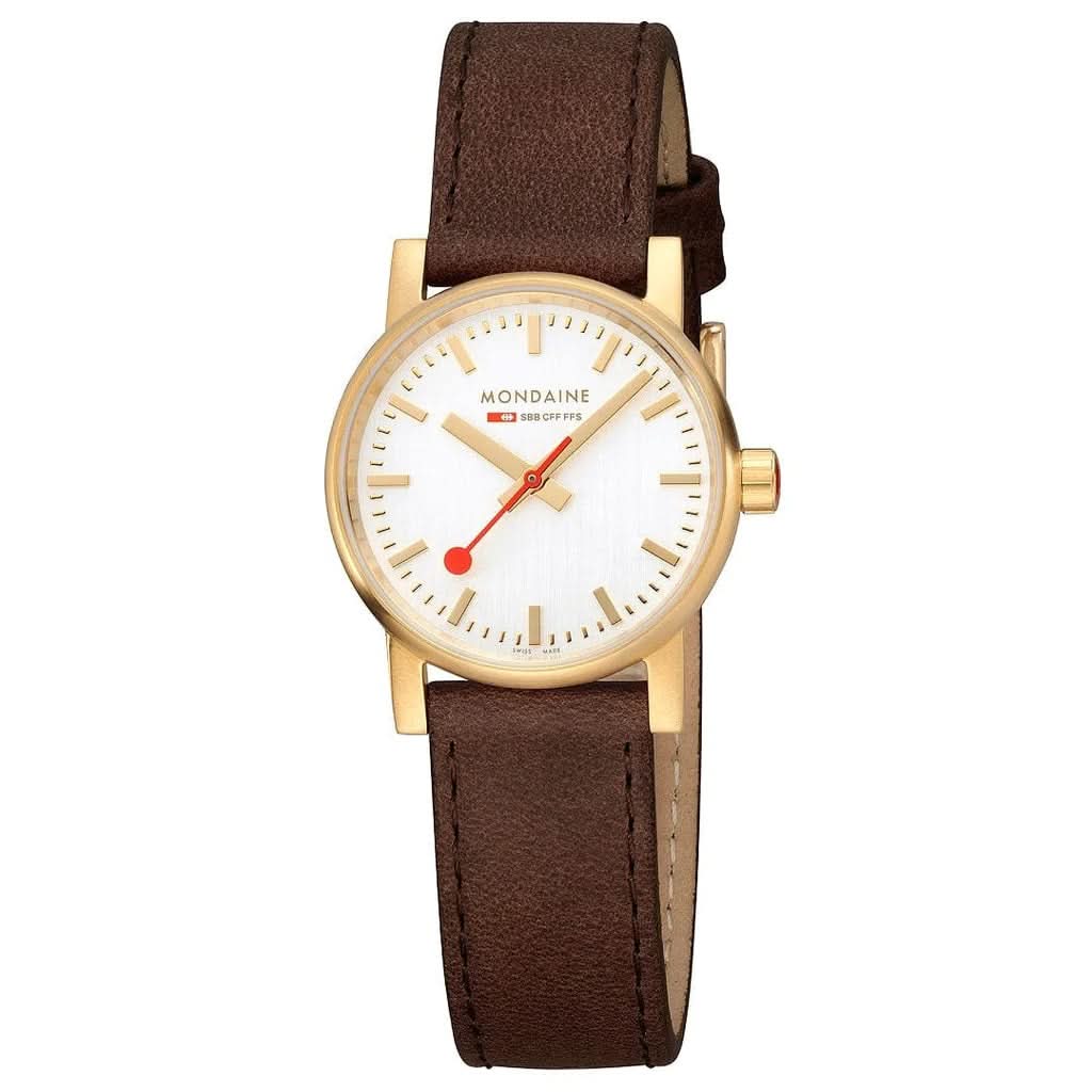 Mondaine Luxury Watches Mondaine evo2 SBB Watch with Brown Leather Strap