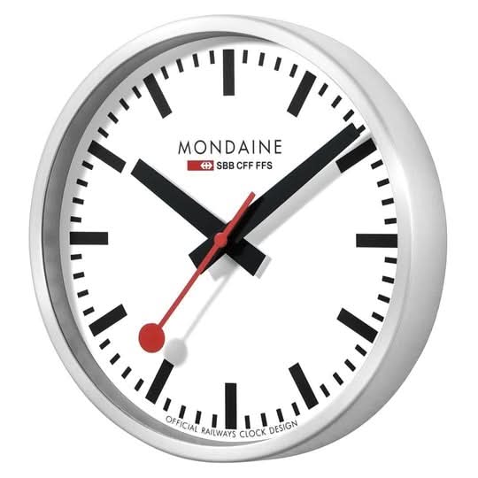 Mondaine Luxury Watches Mondaine Wall Clock 40 cm, Silver Kitchen Clock, A995.CLOCK.16SBB