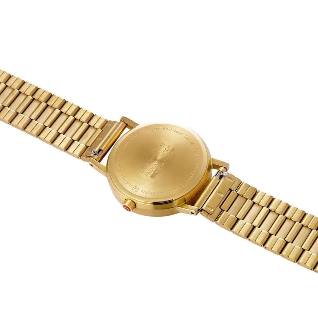 Mondaine Luxury Watches White Mondaine Gold Coloured Classic Silver Dial with Metal Bracelet
