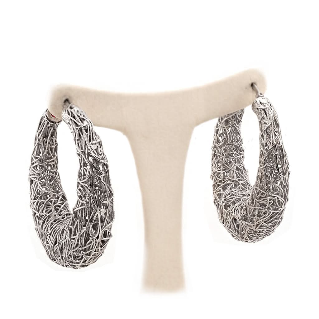 Ogden of Harrogate Designer Jewellery Roberto Coin, Silver Woven Hoop Earrings