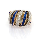 Ogden of Harrogate Jewellery 14ct Yellow Gold Diamond and Sapphire Layered Bombe Ring c.1950