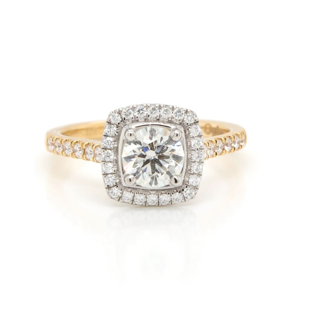 Ogden of Harrogate Jewellery 18ct Gold and Platinum Diamond Cluster Ring with Diamond-set Shoulders, 0.70cts H SI1