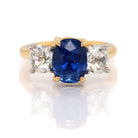 Ogden of Harrogate Jewellery 18ct Gold, Sapphire and Diamond 3 Stone Ring, Sapphire Unheated Ceylon 3.48cts